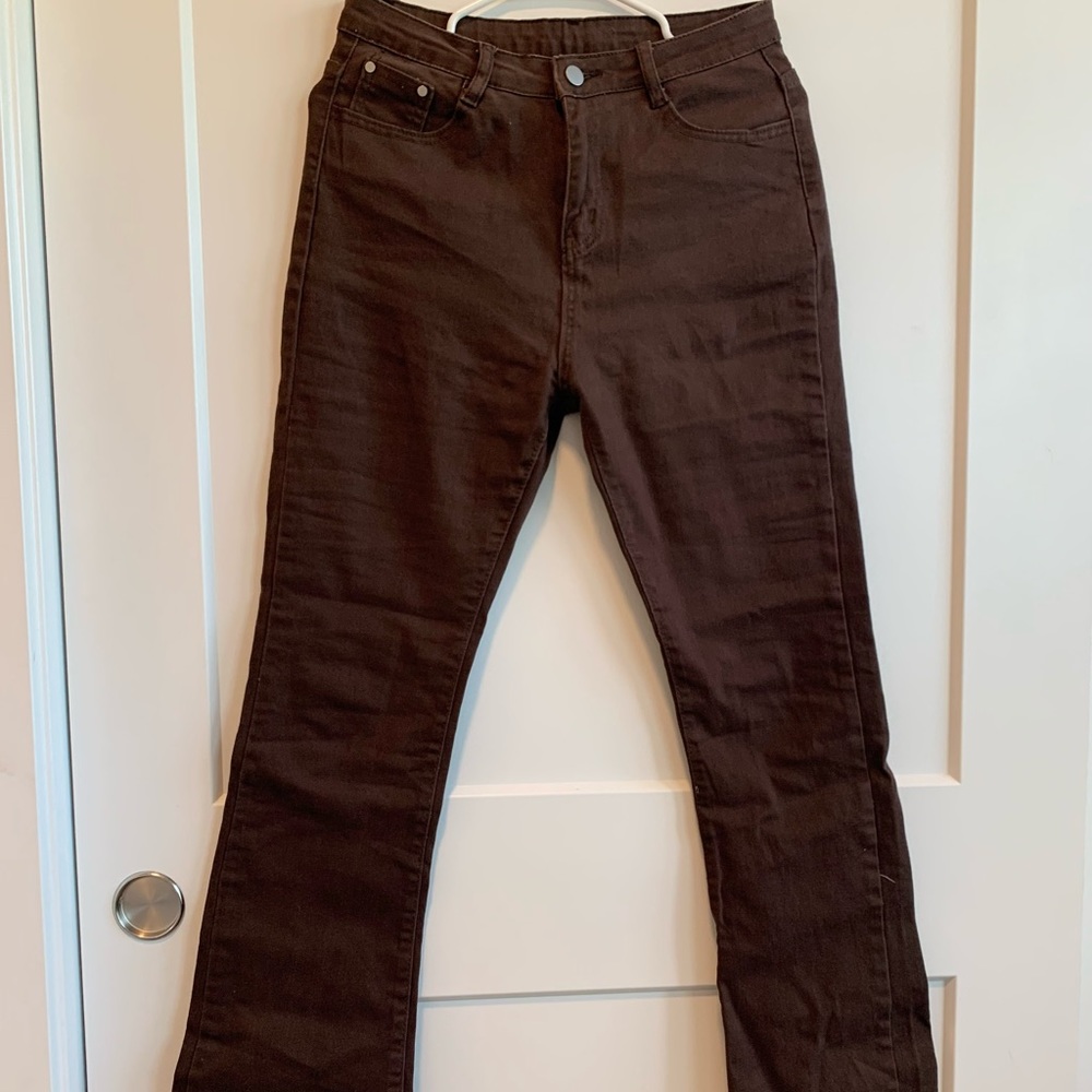 Brown bootcut high waisted jeans